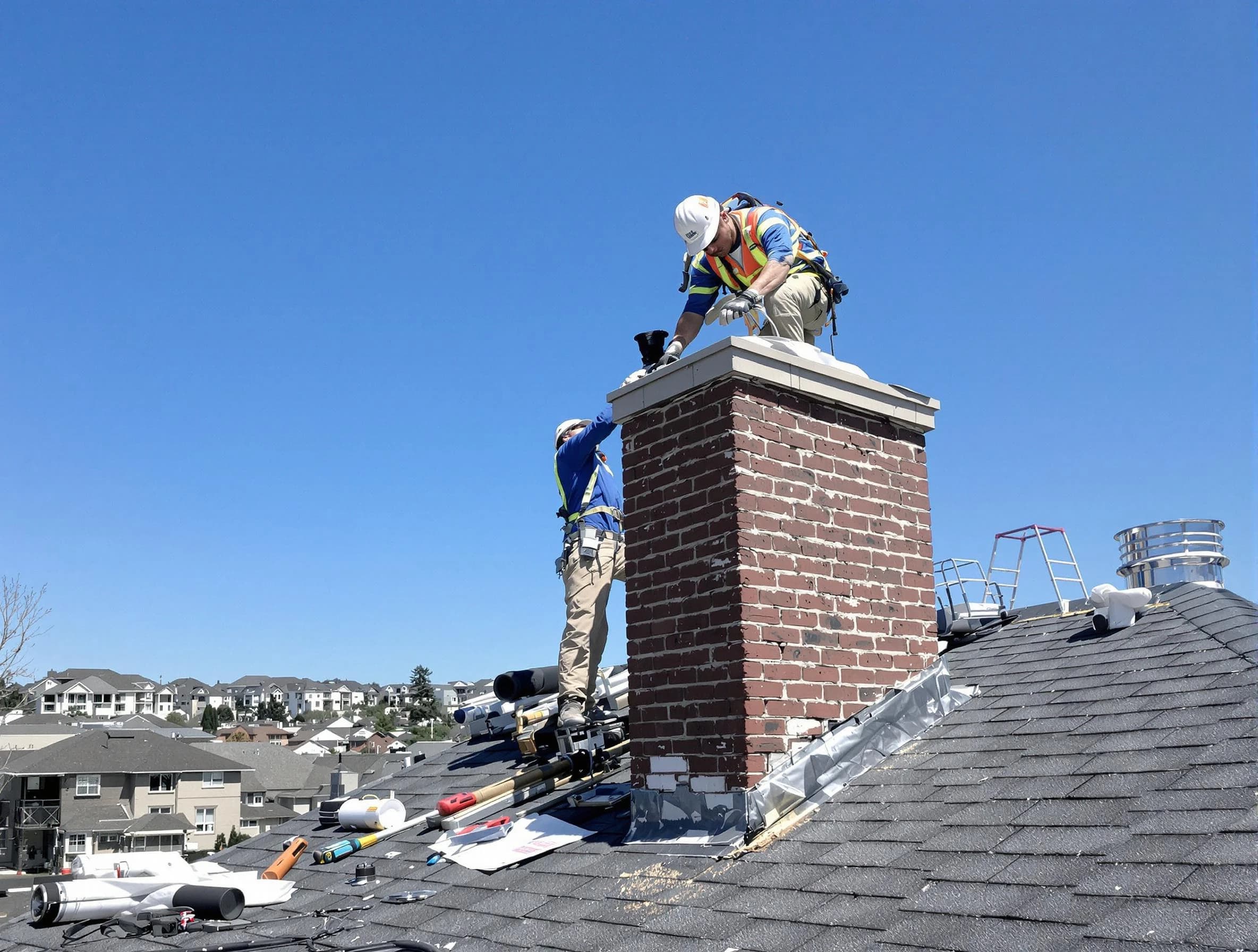 Ponderosa Park Chimney Sweep repairing a chimney crown in Ponderosa Park, CO