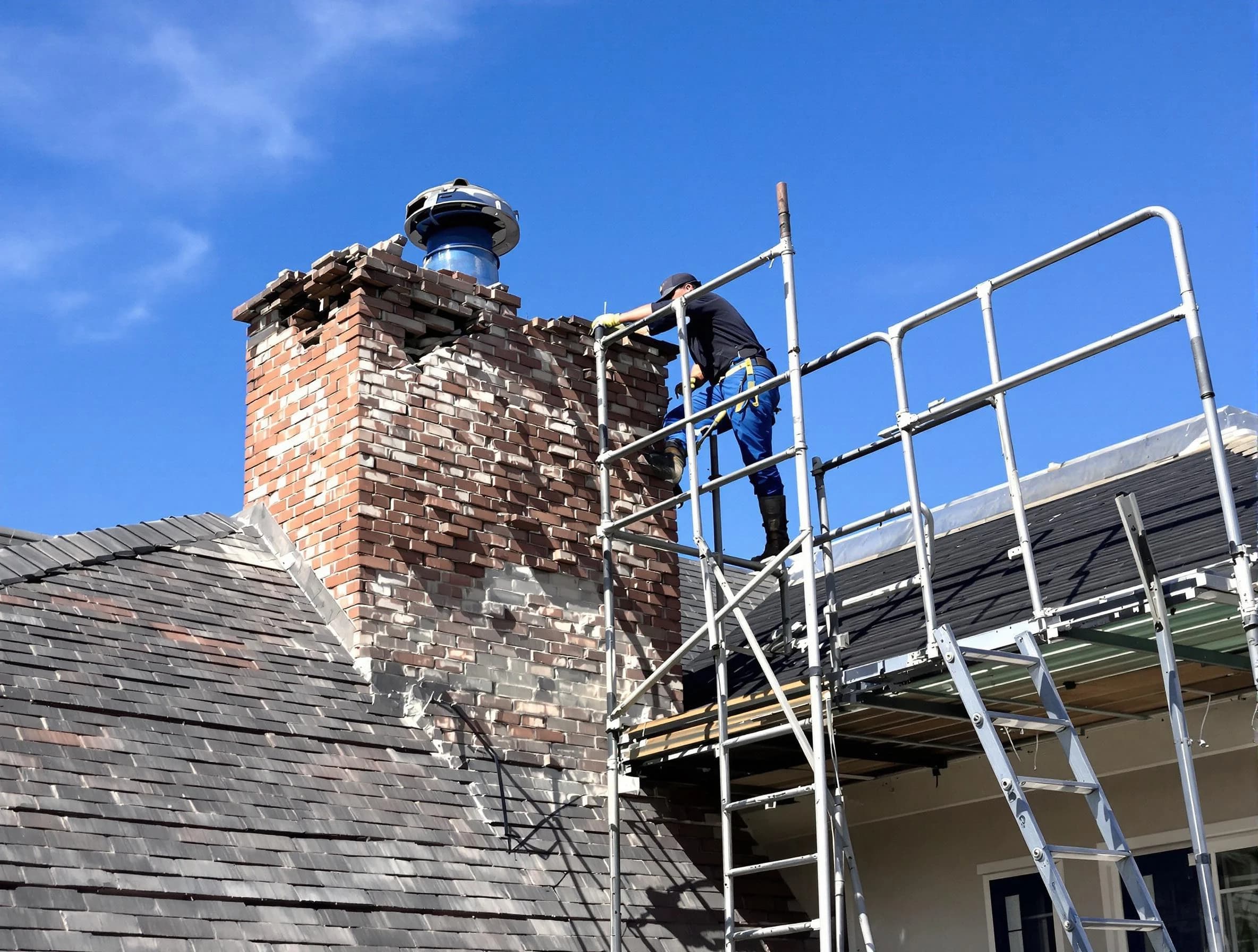 Rebuilding a chimney structure by Ponderosa Park Chimney Sweep in Ponderosa Park, CO