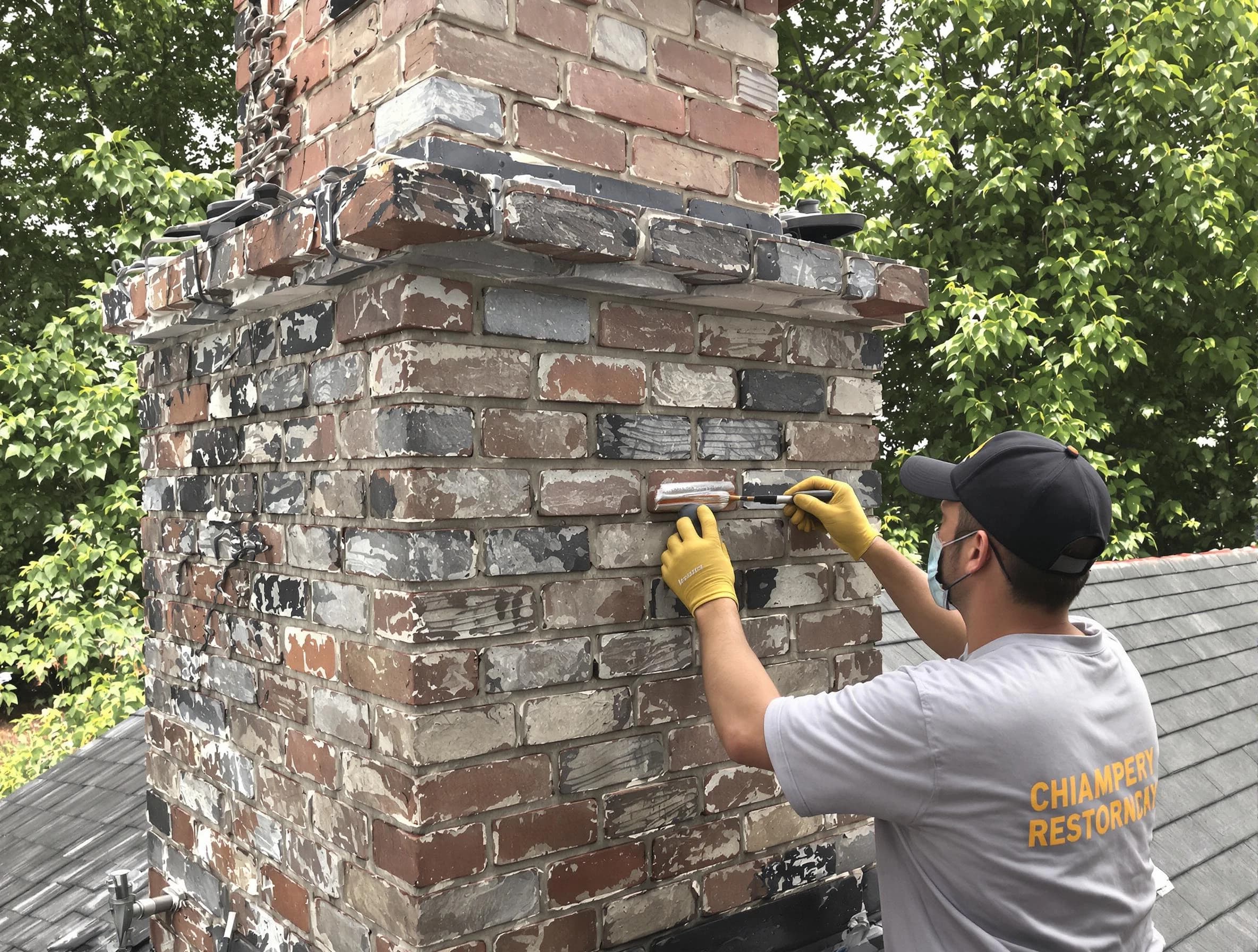 In-progress chimney restoration by Ponderosa Park Chimney Sweep in Ponderosa Park, CO
