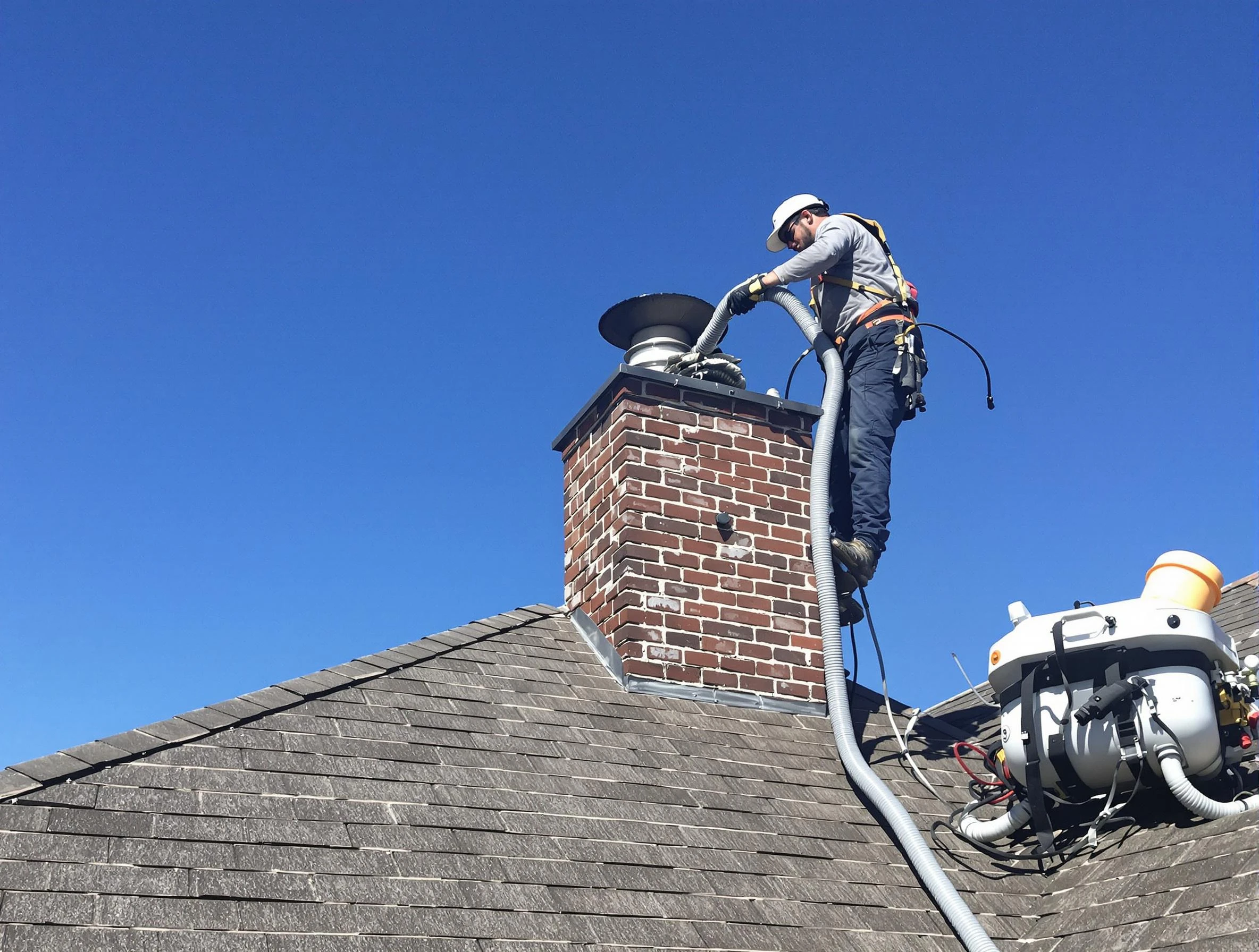 Dedicated Ponderosa Park Chimney Sweep team member cleaning a chimney in Ponderosa Park, CO