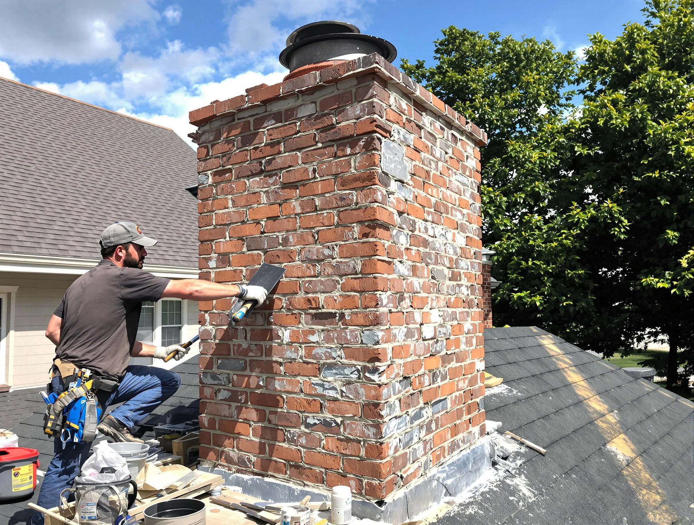 Completed chimney rebuild by Ponderosa Park Chimney Sweep in Ponderosa Park, CO